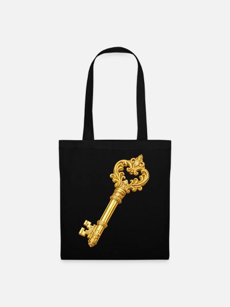 Goldener Ornament-Schlüssel - Stoffbeutel - Schwarz