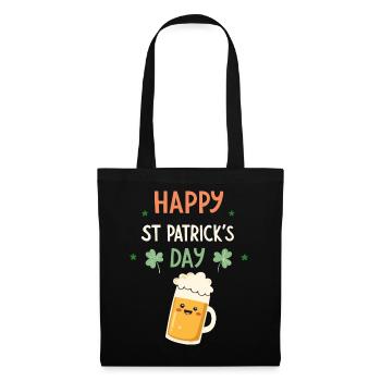 Saint-Patrick Happy Bière Dessin - Sac en tissu - noir - Devant