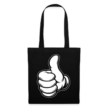 OK Comic Daumenhoch Handsymbol  - Stoffbeutel - Schwarz - Vorne