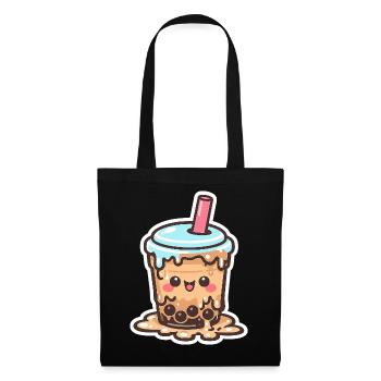 Kawaii Boba Drop Mug Bubbletea - Tote Bag - black - Front