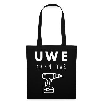 Uwe Name Handwerker Werkzeug Akkuschrauber - Stoffbeutel - Schwarz - Vorne