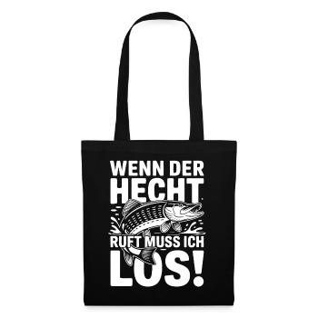 Hecht Angeln Humor - Stoffbeutel - Schwarz - Vorne