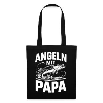 Angeln mit Papa – Großer Fang - Stoffbeutel - Schwarz - Vorne