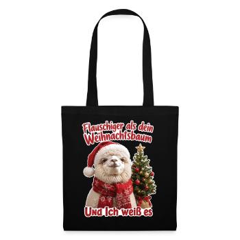Flauschiger als dein Weihnachtsbaum - Stoffbeutel - Schwarz - Vorne