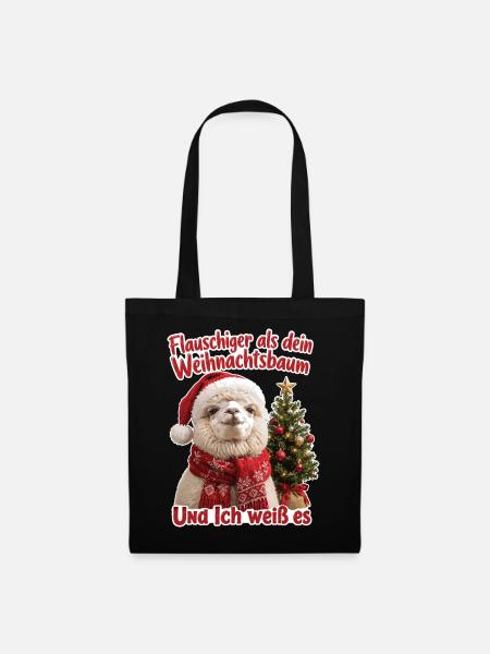 Flauschiger als dein Weihnachtsbaum - Stoffbeutel - Schwarz