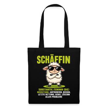 Schäffin - Lustiges Schaf Design für Chefinnen - Stoffbeutel - Schwarz - Vorne