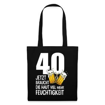 40 Geburtstag Bier Männer Lustiger Spruch - Stoffbeutel - Schwarz - Vorne