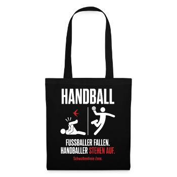 Schwalbenfreie Zone – Handball vs Fußball - Stoffbeutel - Schwarz - Vorne