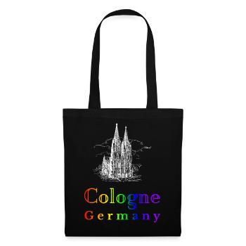 Kölner Dom Regenbogen Print - Stoffbeutel - Schwarz - Vorne