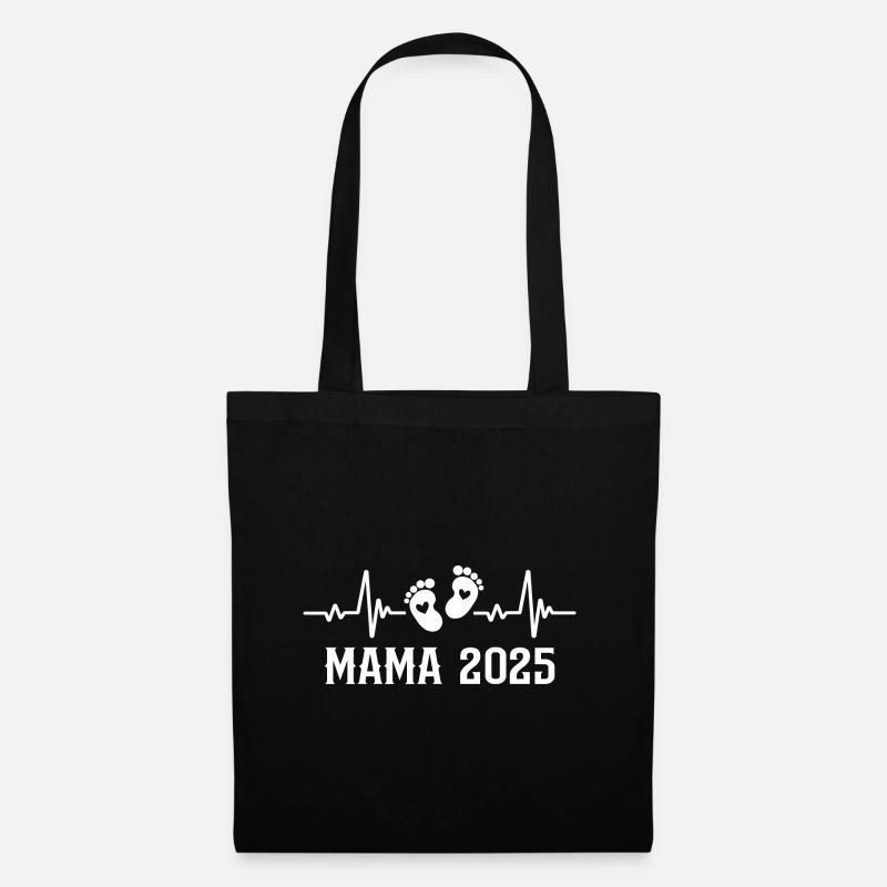 Mama 2025 Frequenz Herzschlag der Mama zum - Stoffbeutel - Schwarz