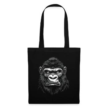 Gorille Portrait Faune Faune Jungle Singe - Sac en tissu - noir - Devant