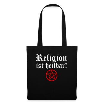 Religion ist heilbar Pentagramm Atheist Gott - Stoffbeutel - Schwarz - Vorne