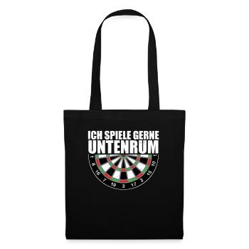 Ich spiele gerne untenrum Dart Darten Dartfan 180 - Stoffbeutel - Schwarz - Vorne