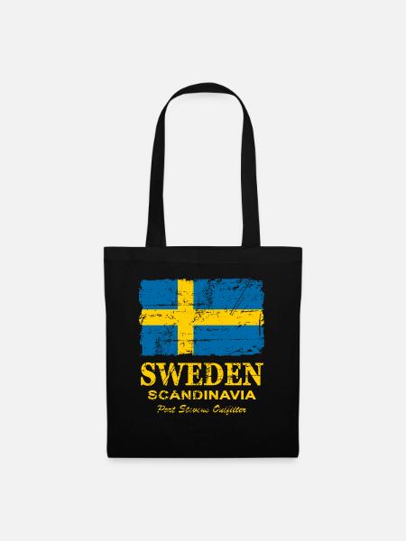 Schweden - Sweden - Vintage Look - Stoffbeutel - Schwarz