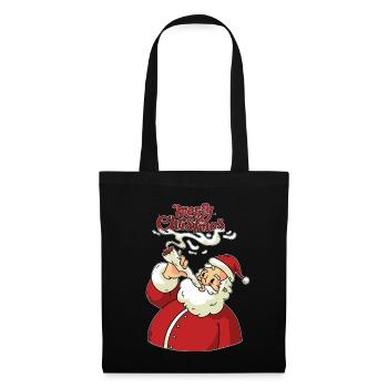 Merry Christmas, Funny Shirt, Smoking Santa, Weed - Tote Bag - black - Front