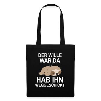 Faultier Chiller Morgenmuffel Langschläfer - Stoffbeutel - Schwarz - Vorne