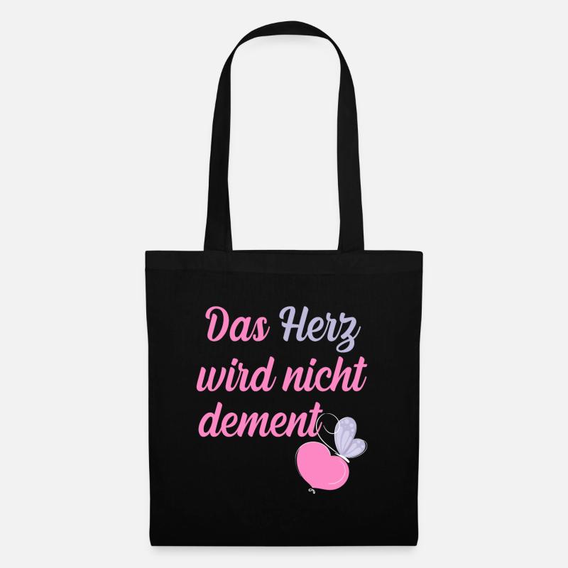 Das Herz wird nicht dement, Demenz, Schmetterling - Stoffbeutel - Schwarz