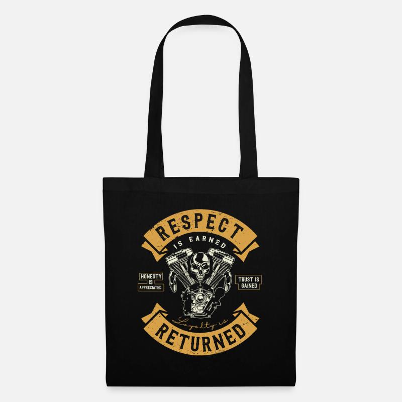 Motorrad Geschenk Biker Bikerin Kutte Respect is.. - Stoffbeutel - Schwarz