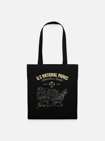 US national Parks Karte Wandern Camping Reise - Stoffbeutel - Schwarz