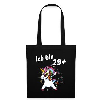 Ich bin 29 plus Einhorn - Stoffbeutel - Schwarz - Vorne