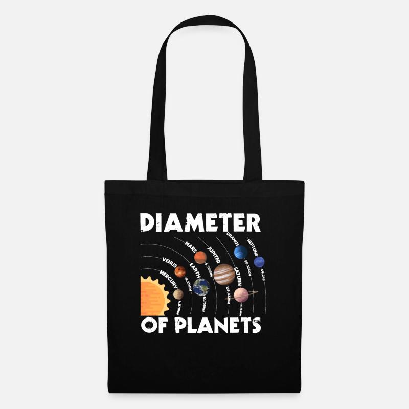 Durchmesser Von Planeten, Solarsystem, Planet - Stoffbeutel - Schwarz