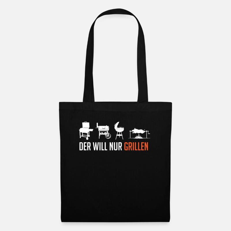 Der will doch nur grillen, Grill, BBQ - Stoffbeutel - Schwarz