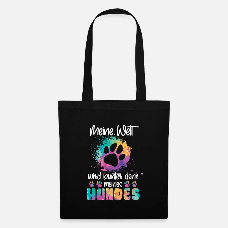 Bunte Welt dank meines Hundes Spruch - Stoffbeutel - Schwarz