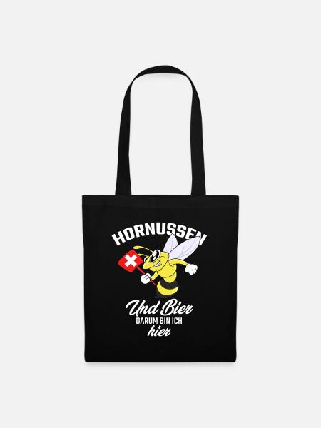 Hornussen und Bier - Stoffbeutel - Schwarz