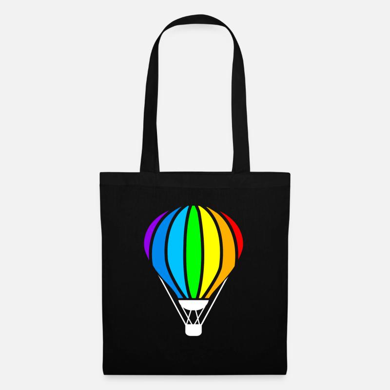 Heißluftballon, Fliegen Eines Heißluftballons - Stoffbeutel - Schwarz