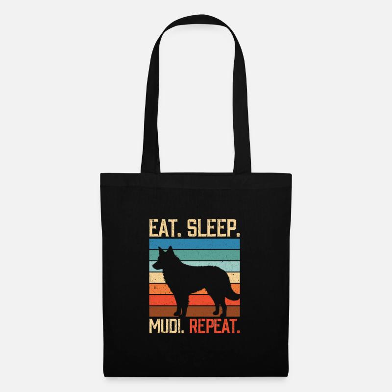 Eat sleep Mudi Repeat - Stoffbeutel - Schwarz