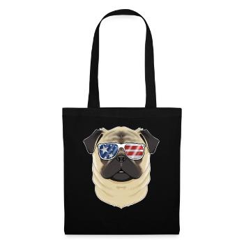 Pug USA Sunglasses I American Flag Pug - Tote Bag - black - Front