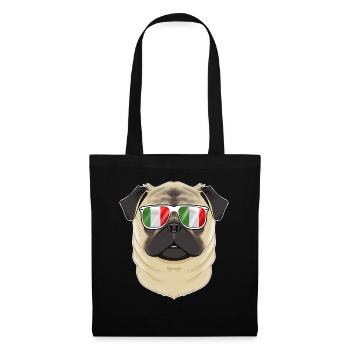 Pug Italy Sunglasses I Italian Flag - Tote Bag - black - Front