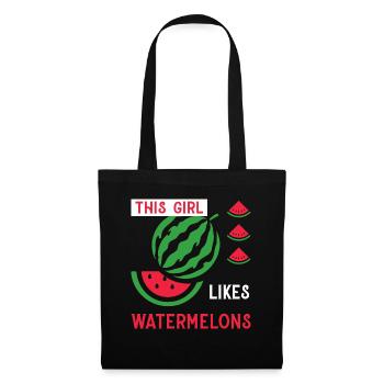 Fille aime les melons Fruits de pastèque d'été - Sac en tissu - noir - Devant