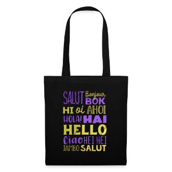Word Hello Différentes Langues, Professeur de langue - Sac en tissu - noir - Devant