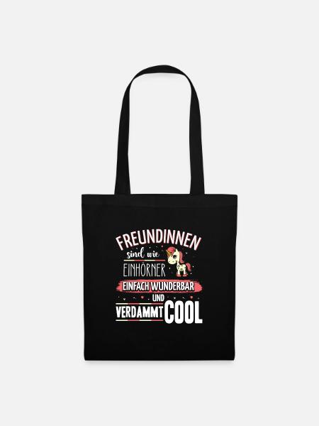 Freundinnen sind wie Einhörner - Stoffbeutel - Schwarz