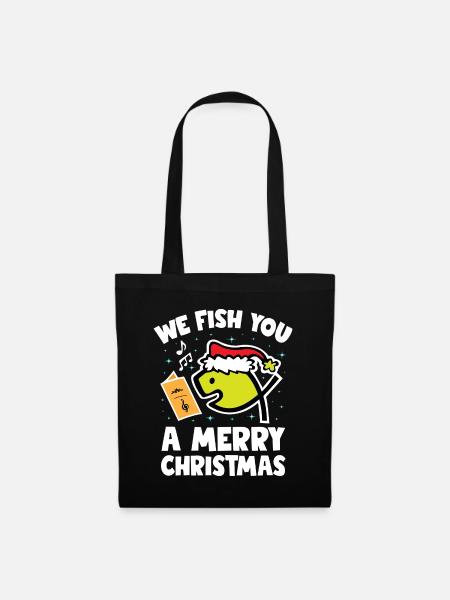 We Fish You A Merry Christmas - Stoffbeutel - Schwarz