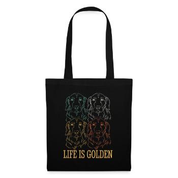 Das Leben ist Golden Retriever Retro - Stoffbeutel - Schwarz - Vorne