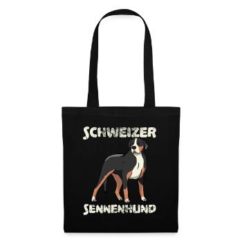 Sennenhund suisse Vintage Retro Tête de chien - Sac en tissu - noir - Devant