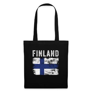 Drapeau finlandais en détresse - Drapeau finlandais - Sac en tissu - noir - Devant