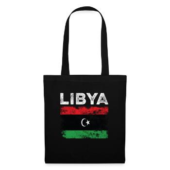Libya Flag Distressed - Libysche Flagge - Stoffbeutel - Schwarz - Vorne
