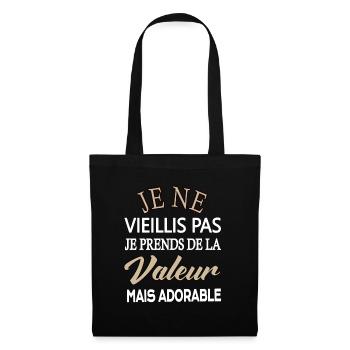 Je Ne Vieillis Pas Je Prends De La Valeur Papa Opa - Stoffbeutel - Schwarz - Vorne