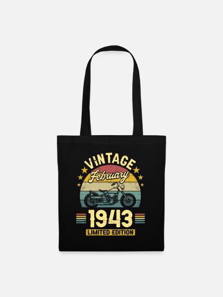 Jahrgang Februar 1943 80-jähriges Jubiläum - Stoffbeutel - Schwarz