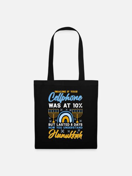 Chanukka Hanukka Dreidel Latkes Hanukkah - Stoffbeutel - Schwarz