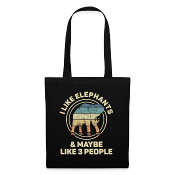 Éléphant Animal amour Design Vintage - Sac en tissu - noir - Devant