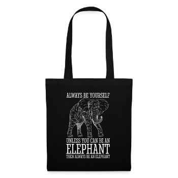 Éléphant Animal amour Design Vintage - Sac en tissu - noir - Devant
