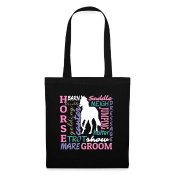 Équestre Love Horse Racing Horse Head Dictons - Sac en tissu - noir - Devant