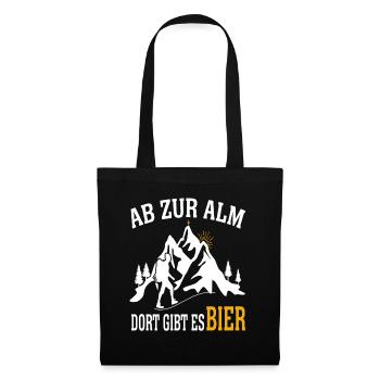 Ab Zur Alm Wanderer Berge Natur Wandern Natur See - Stoffbeutel - Schwarz - Vorne