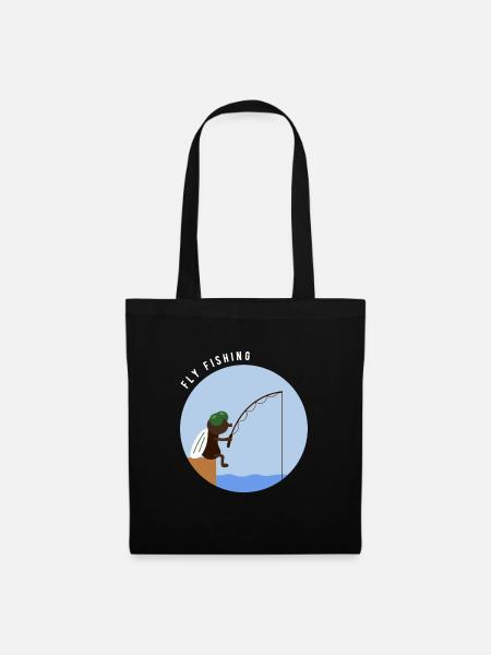Lustiges Fliegenfischen Flugangeln Angler Geschenk - Stoffbeutel - Schwarz