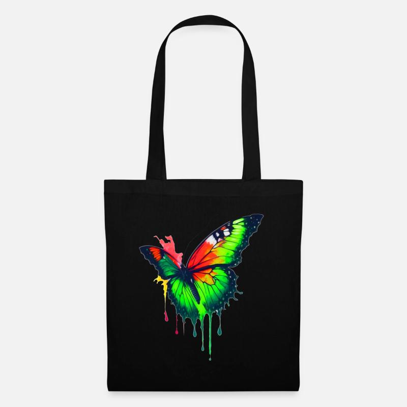 Farbenfroher Schmetterling - Stoffbeutel - Schwarz