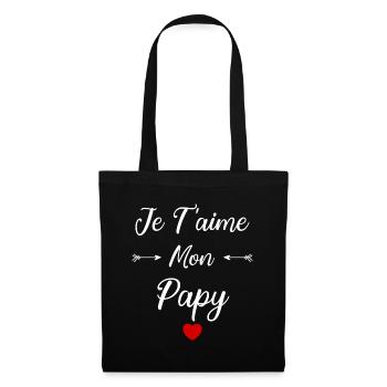 Je t'aime mon papy - Sac en tissu - noir - Devant